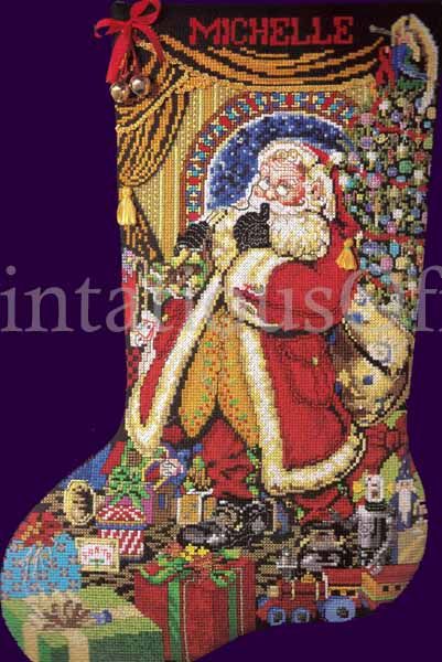 Needlepoint Christmas Stocking Kits, Cross Stitch Material, Cross Stitch Stocking, Santa Cross Stitch, Christmas Stocking Kits, Cross Stitch Christmas Stockings, Cross Stitch Quotes, Needlepoint Stockings, Christmas Stocking Pattern