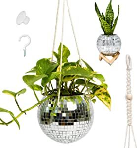 Planters For Patio, Disco Ball Planter, Desk Planter, Plant Accessories, Patio Pots, Hanging Succulents, Funky Decor, Mirror Ball, Decorative Planters