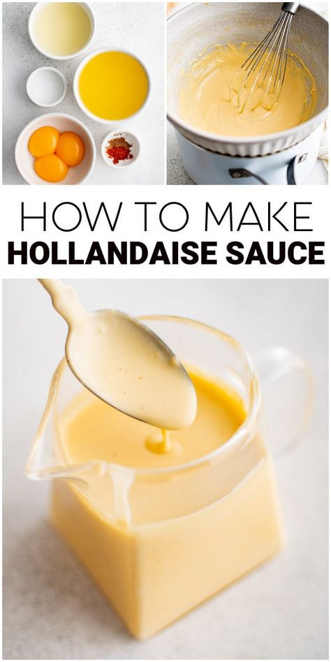 Homemade Eggs Benedict, Breakfast Poutine Hollandaise Sauce, Homemade Hollandaise Sauce Easy, Hollandaise Sauce Blender, Eggs Benedict Hollandaise, Poached Egg Recipes, Hollandaise Sauce Uses, Eggs Benedict Sauce, Best Hollandaise Sauce