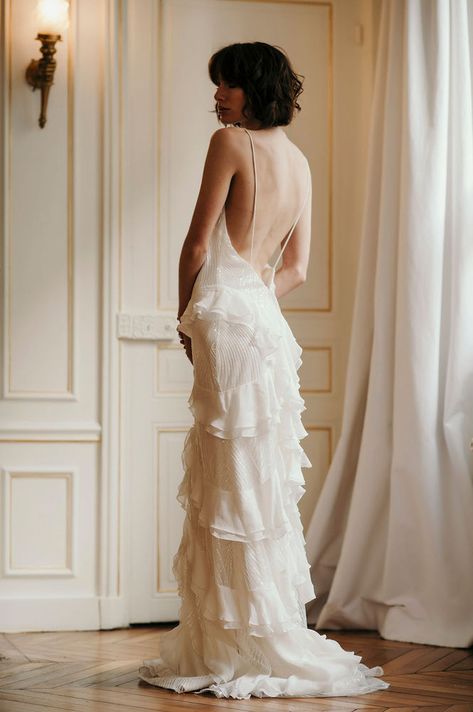 Long White Dress Elegant, French Wedding Dress, One Day Bridal, Bed Hair, Ruffle Prom Dress, Bridal Gallery, Cottage Wedding, Ruffle Wedding Dress, Contemporary Wedding