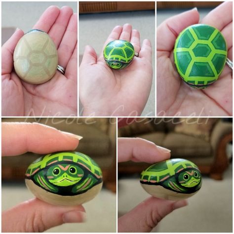 Turtle Painted Rocks Tortoises, 3d Painted Rocks, Painted Rocks Turtle Easy, Ninja Turtle Rock Painting, Stone Painting Turtle, 3d Rock Art, Rock Turtles Painted, Turtle Stone Painting, Rock Painting Turtles