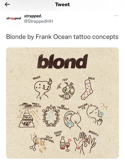 Song Reference Tattoo, Brockhampton Tattoo Ideas, Frank Ocean Nostalgia Ultra Tattoo, Frank Ocean Pyramids Tattoo, Nights Frank Ocean Tattoo, Frank Ocean Nights Tattoo, Wallows Inspired Tattoos, Moon River Tattoo Frank Ocean, Mind Over Matter Tattoo Frank Ocean