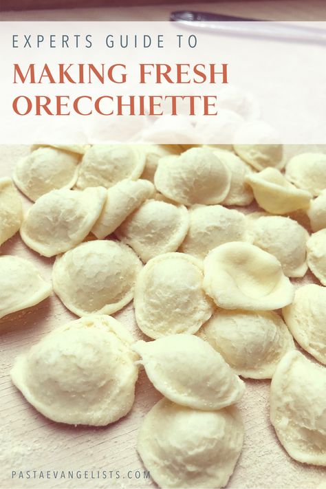 Homemade Orecchiette Pasta, Homemade Noodle Shapes, Hand Shaped Pasta, Orechetti Recipies, Pasta Shapes By Hand, Homemade Pasta Shapes, Orecchiette Pasta Recipe, Orecchiette Pasta Recipes, Pasta By Hand