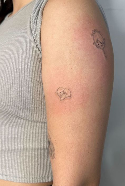 Soft Bunny Tattoo, Bunny Stuffed Animal Tattoo, Baby Bunny Tattoo, Two Bunnies Tattoo, Minimalist Bunny Tattoo, Tiny Bunny Tattoo, Little Bunny Tattoo, Cute Bunny Tattoo, Cute Rabbit Tattoo