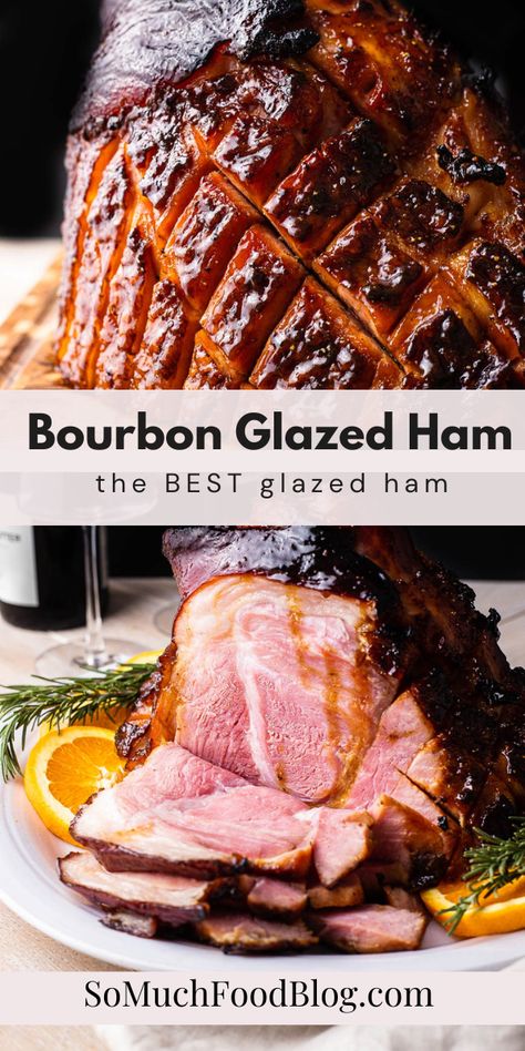 Ham Bourbon Glaze Recipe, Bourbon Pineapple Ham Glaze, Smoked Holiday Ham, Whole Ham Glaze Recipes, Brown Sugar Bourbon Ham Glaze, Bourbon Glazed Ham Recipes, Bourbon Honey Glazed Ham, Maple Bourbon Glazed Ham, Smoked Thanksgiving Ham