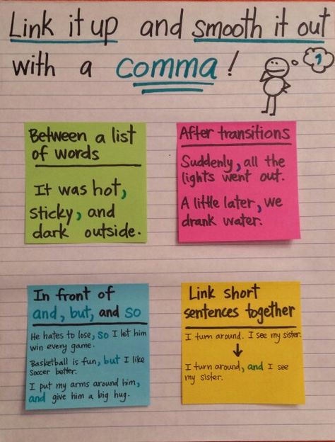 When and how to use commas Writing Tricks, Lucy Calkins, Reading Recovery, Sentence Activities, 5th Grade Writing, Third Grade Writing, 3rd Grade Writing, 2nd Grade Writing, Classroom Anchor Charts