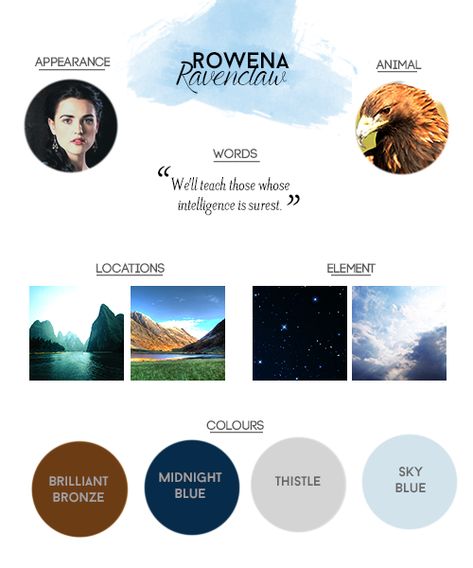 The founders of Hogwarts Ravenclaw Aesthetics, Rowena Ravenclaw, Aesthetic Color Palette, Hogwarts Founders, Harry Potter Colors, Ravenclaw Pride, Ravenclaw Aesthetic, Aesthetic Color, Harry Potter Ravenclaw