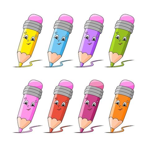 Back to school theme. set color pencils. | Premium Vector #Freepik #vector #pencil-cartoon #cartoon-book #pencil-eraser #pencil Pencil Clipart, Back To School Theme, Opi Nail Colors, School Wall Art, School Theme, Classroom Supplies, Color Pencils, Carthage, School Themes