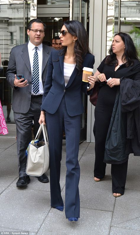 Style icon: The 37-year-old brunette beauty appeared the epitome chic leaving the National... Womens Designer Suits, Vet School Interview Outfit, Woman Detective Outfit, Investment Banking Aesthetic Women, Blazer Business Outfits, Press Conference Outfit, Entertainment Lawyer, Womens Work Wear, Buisness Outfits