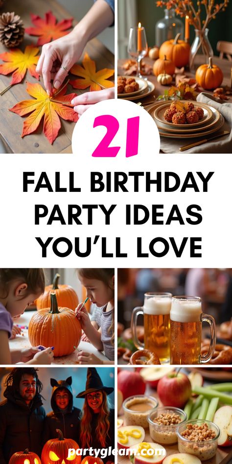 Looking to throw the ultimate fall birthday bash? Discover 21 creative fall birthday party ideas guaranteed to make your gathering unforgettable! From a cozy Friendsgiving celebration to spooky Halloween festivities, and craft-filled pumpkin decorating parties, we cover all things autumn. Dive into fun apple dipping ideas, tasty seasonal treats, and even Oktoberfest themes that bring joy to your celebration. Explore these fantastic ideas to ensure your festivities are memorable and full of fall charm! Fall Themed Birthday Party For Adults, Backyard Campfire Party, Fall Birthday Party Ideas, Cozy Friendsgiving, Pumpkin Decorating Party, Diy Caramel, Pumpkin Painting Party, Fall Birthday Party, Campfire Party