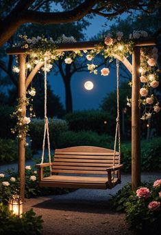 #gifts#christmas#birthday#holiday#babyshower#halloween Beautiful Courtyard Gardens, Cottage Garden Lights, Night Garden Aesthetic, Aesthetic Gardens, Small Landscaping, Backyard Aesthetic, Diy Garden Landscaping, Moonlight Garden, Plant Arrangements