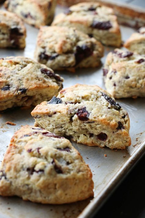 Recipe Using Dried Cherries, British Biscuit Recipes, Cherry Almond Scones, Dried Cherry Recipes, Cherry Scones Recipe, Almond Scones, Almond Paste Recipes, Cherry Cobbler Recipe, Cherry Scones