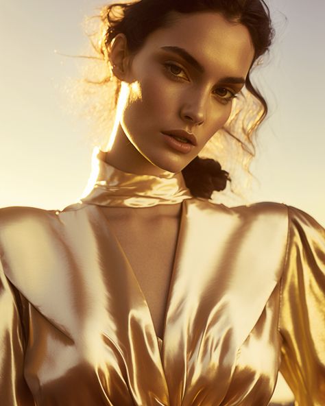 All Summer vibes, fashion editorial panel. Model in natural ambient, light garnement golden color. Natural beauty make up. Daiane Daros Photographer, Art, prompt art, generative art, fashion, moda, vogue, natural, natural fashion, summer vibes, solar, #aiart #digitalart #fashioneditorial #summer #sun Golden Light Photography, Gold Fashion Editorial, Sunkissed Photoshoot, Goddess Editorial, Gold Editorial, Golden Lightning, Photography Lighting Setup, Glam Lighting, City Shoot