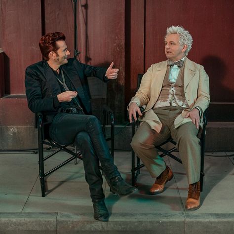 Crowley Good Omens, David Tennant Michael Sheen, David Tennant And Michael Sheen, Michael Sheen And David Tennant, Good Omens 2, David And Michael, Aziraphale X Crowley, Aziraphale And Crowley, Crowley And Aziraphale