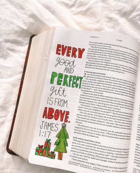 Bible Verses To Read On Christmas, Take Delight In The Lord, Decorated Bible Pages, Christmas Bible Journaling Ideas, Bible Journaling In Bible, Journaling Bible Ideas, Christmas Bible Journaling, Bible Annotations, Christmas Bible Study