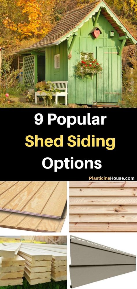 Find best siding options for your shed She’d Siding Ideas, Diy Shed Siding Ideas, Rustic Shed Exterior Ideas, Shed Siding Ideas Exterior, Cheap Siding Ideas, Cheap Siding Ideas Exterior, Shed Siding Ideas, Shed Extension, Shed Siding