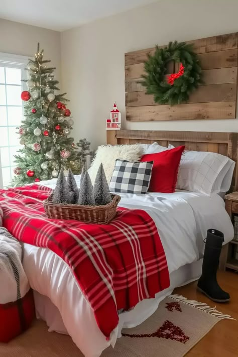 These Christmas Bedroom Ideas are so beautiful and cozy! You will love these Christmas Bedrooms and all the inspiration they bring to you! These ideas are sure to inspire you to create your own cozy Christmas Bedroom! Check them out today and see these ideas make gorgeous Christmas Bedroom Ideas! Christmas Bedrooms Cozy, Christmas Bedrooms, Magical Lighting, Cozy Christmas Bedroom, Christmas Bedroom Decor Ideas, Holiday Bedroom Decor, Christmas Bedroom Ideas, Christmas Bedroom Decor, Holiday Bed