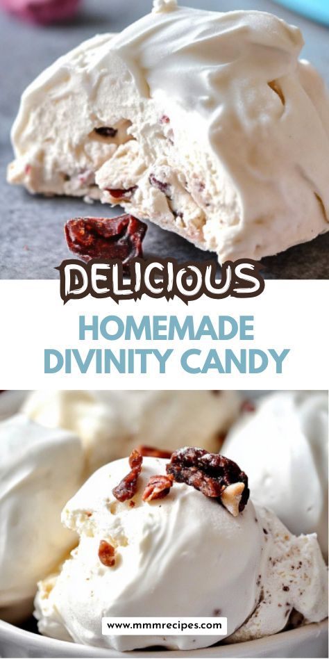 Celebrate the season with this Easy Homemade Divinity Candy recipe! A melt-in-your-mouth delight that’s perfect for Christmas baking and holiday candy gift boxes. 🍥❤️ Easy Dessert Tray Ideas, Spice Drops Candy Recipe, Homemade Candies For Christmas, Magic Candy Recipe, Ribbon Candy Recipe, Holiday Candies Homemade, Christmas Candy Gifts Homemade, Easy Candy Recipes For Kids, Almond Candy Recipes