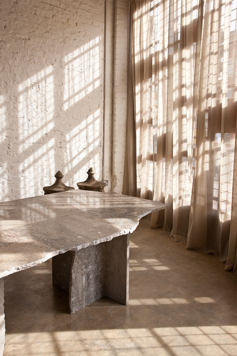 White Stone Dining Table, Stone Furniture, Stone Table, Marble Furniture Design, Granite Furniture, Andermatt, Marble Furniture, Barn Interior, Stone Dining Table