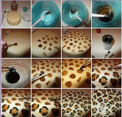 Painted cheeta leopard print Leopard Cake, Leopard Print Cake, Animal Print Cake, Icing Design, Icing Techniques, How To Make Icing, Torte Cupcake, Fondant Tutorial, Cooking Supplies