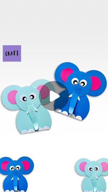 Paper Crafts Elephant, Paper Craft Elephant, How To Make Elephant, Elephant Art And Craft, Craft Animals For Kids, Elephant Activities For Kids, Creative Arts Activities For Preschool, Elephant Crafts For Preschool, Creative Activities For Kids Preschool