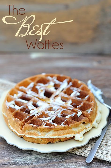 The Best Waffles (ever) from Buns In My Oven-These are good, but very cinnamony. The kids have liked them though. Best Belgian Waffle Recipe, The Best Waffles, Best Waffles, Best Waffle Recipe, Belgian Waffles Recipe, Waffle Iron Recipes, Crispy Waffle, Waffle Recipe, What's For Breakfast