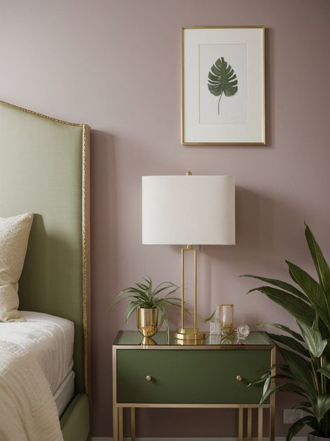 Lavender And Dark Green Bedroom, Lilac Master Bedrooms Decor, Bedroom Mauve Walls, Bedroom Inspirations Purple Wall, Lavender Guest Bedroom, Dusty Lilac Bedroom, Light Purple And Green Bedroom, Mauve Walls Bedroom, Lilac And Sage Bedroom