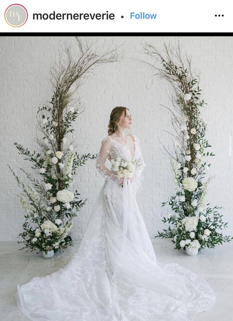 Arc Of Flowers Wedding, Curly Willow Wedding Arch, Willow Arch Wedding, Horn Arch Wedding, Ceremony Arch Alternative, Half Wedding Arch, Split Arch Wedding, Broken Arch Wedding Flowers, Faux Flower Arch