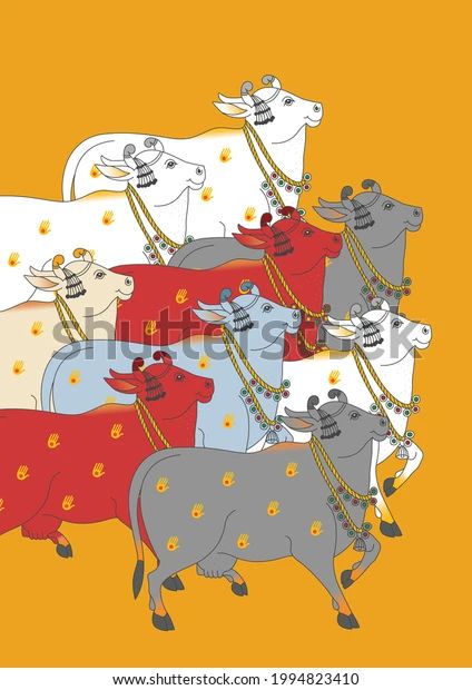 Modern Art Prints Artworks, Pichwai Art, Cow Artwork, Mural Art Design, Cow Illustration, Cow Drawing, Creative Wall Painting, Kalamkari Painting, Indian Art Gallery