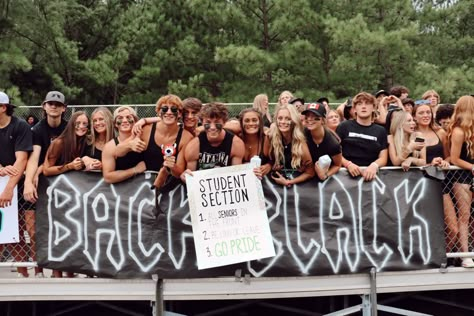 Senior Black Out Day, Rockstar Football Game Theme, Paint Up Football Game Theme, Students Section Themes, White Out Basketball Game Outfit, Rowdy Crowd Themes, Black Out Ideas For Football Games, All Black Football Game Outfit, Blackout Posters Football