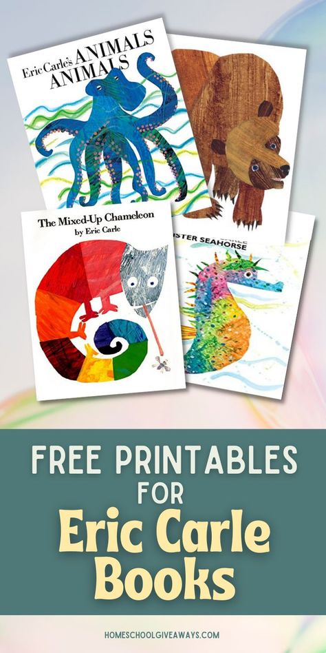 Prek Book Activities, Book And Craft Preschool, Eric Carle Coloring Pages Free Printables, Storybook Preschool Activities, Eric Carle Book Activities, Eric Carle Printables Free, Author Week Preschool, Book Themes For Preschool, Eric Carle Theme Preschool