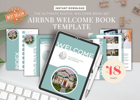 Elevate your vacation rental hosting experience with our chic, customizable Airbnb welcome book templates. Create memorable stays and provide great communication with modern digital guidebooks, from check-in guides to guest handbooks. Impress travelers and avoid hassle. Download now for stress-free hosting! #AirbnbHost #VacationRental #DigitalGuidebooks #ModernHospitality Back Cover Design, Airbnb Host, House Rules, Holiday Party Invitations, Halloween Party Invitations, Cleaning Checklist, Book Template, Holiday Rental, Book Set