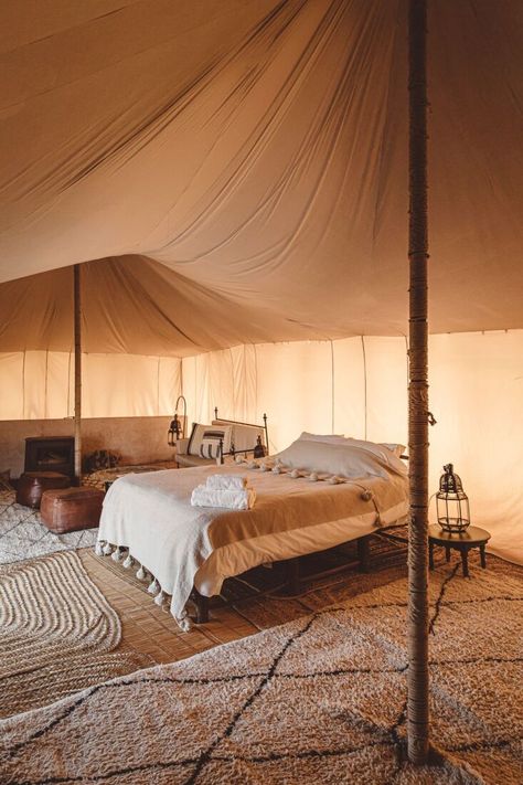 Camping Bedroom, Sleeping Tent, Sunrises And Sunsets, Luxury Tents, Moroccan Lanterns, Hobbit House, Residential Design, Marrakech, Glamping