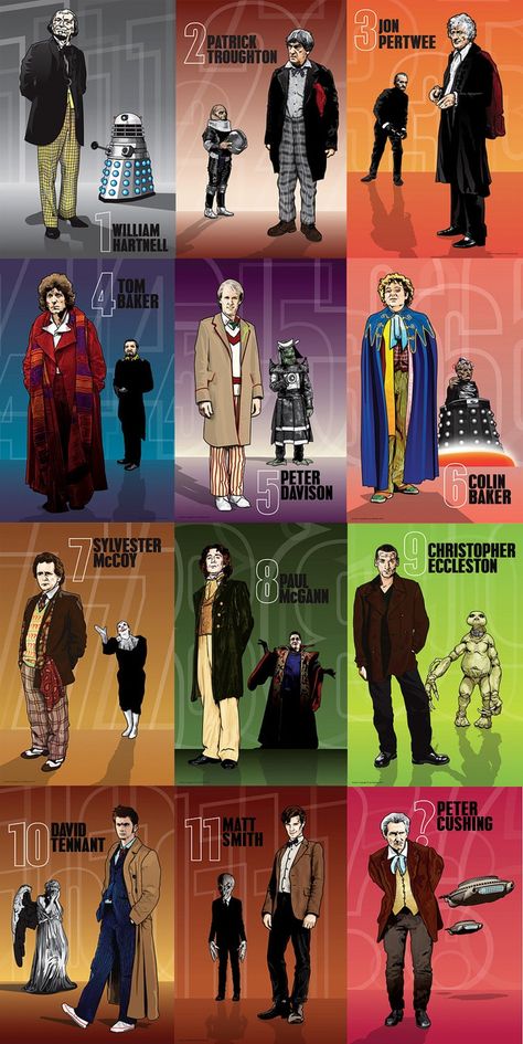 Doctors Everywhere Doctor Who Monsters, 11th Doctor Wallpaper, Doctor Who 12th Doctor, Doctor Who 11th Doctor, Doctor Who Poster, Matt Smith Doctor Who, Doctor Who Wallpaper, John Hurt, Doctor Who Fan Art