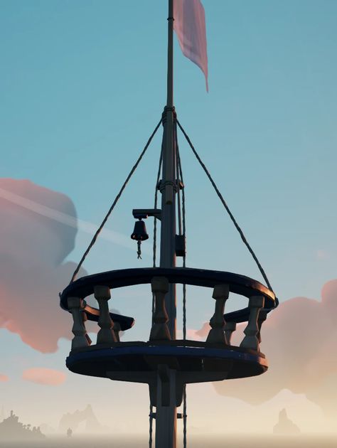 Ship Mast, One Piece Aesthetic, Crows Nest, Nest Art, The Crows, Sea Of Thieves, Crow's Nest, Wind Sculptures, Pirate Life