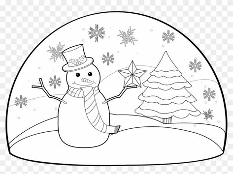 Christmas Scene Drawing, Winter Black And White, Black And White Clip Art, Landscape Clipart, Snowman Clipart, Winter Png, Black Png, Snow People, Scene Drawing