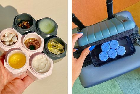 Travel Bottles Toiletries, Toiletries Organization Travel, Travel Jar, Travel Size Toiletries, Travel Container, Travel Capsule, Enjoy Your Vacation, Toiletries Organization, Cosmetic Containers