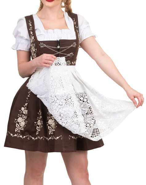 PRICES MAY VARY. A Must-Have for Oktoberfest - Whether you're celebrating in Munich or staying stateside, our dirndl is sure to bring authentic Bavarian style to your party. Rich with color and traditional embellishments, this dirndl is perfect for enjoying a stein or two with the rhythmic beat of oompah music washing over you. Rooted in Tradition - Are you tired of the lower quality beer garden costumes for women? Splurge for a dirndl rooted in tradition and quality. Our 3-piece set comes with Oktoberfest Outfit Women, Octoberfest Outfits, German Dirndl Dress, Dirndl Dress Oktoberfest, German Dress Dirndl, German Costume, Oktoberfest Dress, Lace Apron, German Outfit