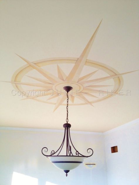 Compass Ceiling, Artistic Lighting, Compass Rose, Faux Finish, Wall Finishes, Ceiling Decor, Decorative Art, Ceiling Design, Decorative Painting