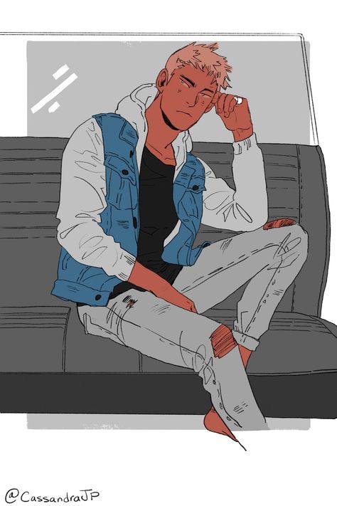 Cassandra Jean on Twitter: "Sitting in the back seat glaring at you in the rearview mirror… " Jean Jacket Drawing, Jacket Drawing Reference, Cassandra Jean, Jacket Drawing, Different Art Styles, Art Corner, Grey Art, Character Poses, Human Art