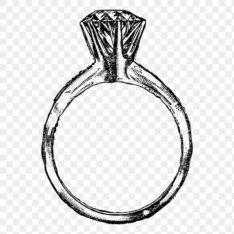 Diamond Ring Drawing, Ring Drawing, Wedding Drawing, Drawing Png, Wedding Illustration, Vintage Diamond Rings, Public Domain Images, Ring Diamond, Vintage Illustration