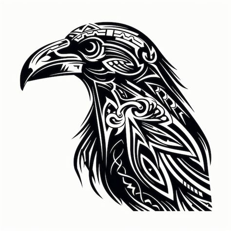 Mystical Celtic Raven Intricate Tribal Design in Black and White Black Crow Tattoos, Crow Tattoos, Celtic Raven, Crow Tattoo, Wolf Tattoo Design, Black Crow, Feather Art, Wolf Tattoo, Cartoon Clip Art