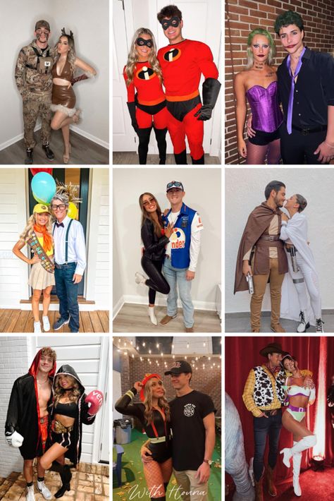 Costume Halloween Duo, Disney Couple Costumes, Halloween Couple Costumes, Easy Couple Halloween Costumes, Easy Couples Costumes, Couples Costumes Creative, Most Creative Halloween Costumes, Cute Couples Costumes, Unique Couple Halloween Costumes