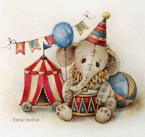 Bee Artwork, Aquarelle Art, Circus Animals, Cute Animal Illustration, Baby Clip Art, Artist Illustration, Circus Theme, Vintage Circus, July 3