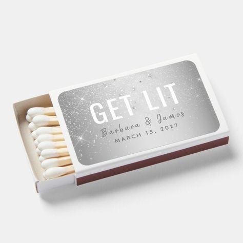 Silver Wedding Favors, Matchbox Wedding Favors, Modern Typography, Wedding Favor, Silver Wedding, Wedding Accessories, Wedding Favors, Age Group, Wedding Decorations