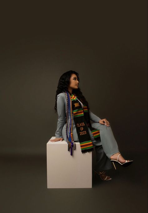 Graduation Picture Ideas In Studio, In Studio Graduation Photoshoot, Masters Graduation Pictures Studio, Masters Degree Photoshoot Black Women, Studio Graduation Photoshoot Ideas, Woman Graduation Pictures, Undergrad Graduation Pictures, Suit Graduation Pictures Women, Graduation Pictures In Studio