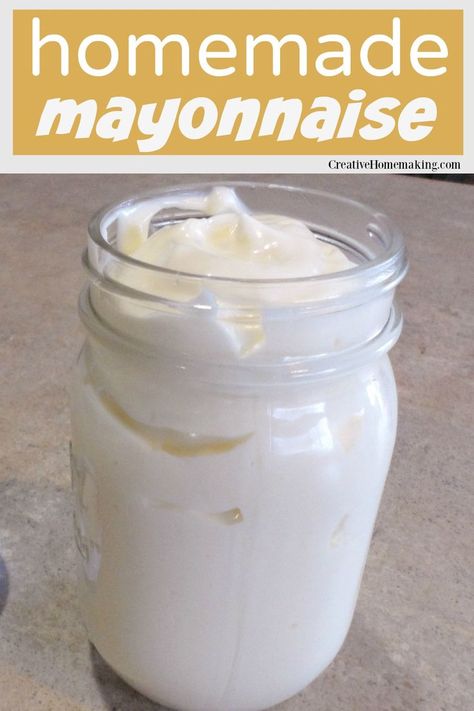 Homemade Mayonnaise Recipe, Cooking Substitutions, Homemade Mayo, Homemade Pantry, Mayonnaise Recipe, Homemade Condiments, Baking Substitutes, Homemade Mayonnaise, Condiment Recipes