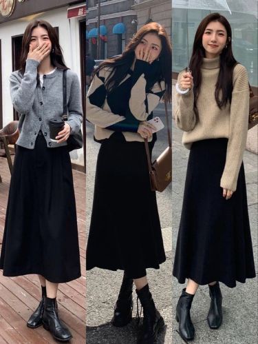 Osaka Street Style, Korean Ootd Skirt, Fall Black Skirt Outfits, Modest Fashion Aesthetic, Travel Outfits Winter, Travel Outfit Plane Cold To Warm, Casual Airport Outfit, Travel Outfits For Women, Aesthetics Outfits