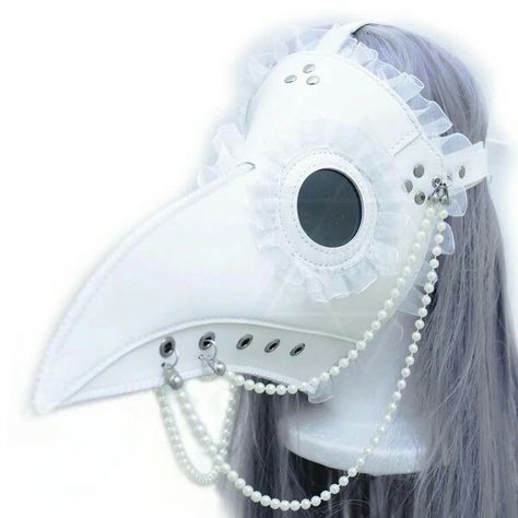 Plague Doctor White, Plague Doctor Costume, Oc Fashion, Plague Doctors, Goth Stuff, Plague Mask, Bird Mask, Pastel Punk, Plague Doctor Mask