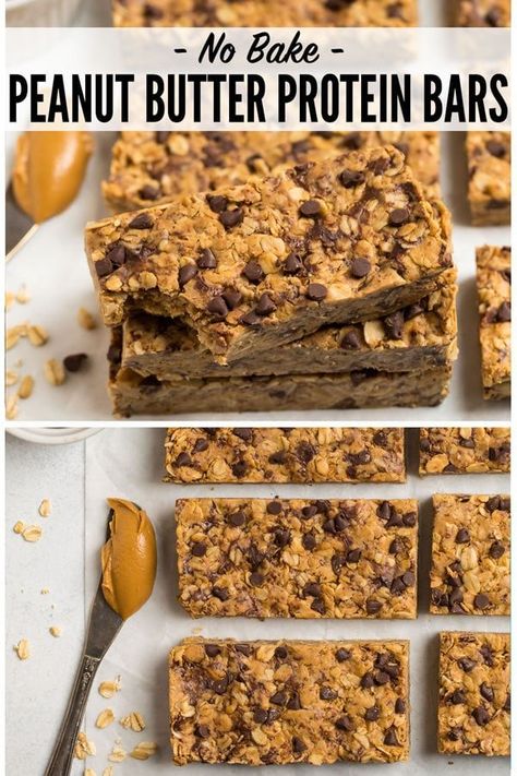 The BEST peanut butter protein bars. How to make homemade protein bars with oatmeal, honey, and protein powder that are no-bake and healthy! Homemade Peanut Butter Protein Bars, No Bake Healthy, Healthy Protein Bars, Peanut Butter Protein Bars, Honey Chocolate, Protein Bars Homemade, Healthy Protein Snacks, Protein Bar Recipes, Low Carb Snack